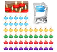 Velas flotantes, 50 unidades, velas flotantes, velas flotantes, velas flotantes sin perfumar, velas de té para piscina de boda, baño de San Valentín, fiestas (azul+verde+morado+amarillo+rojo)