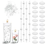 Velas flotantes blancas, 20 unidades, flotantes, impermeables, 6 unidades, perlas flotantes, velas flotantes para rellenar jarrones, bodas, decoraciones de mesa, decoración de Navidad flotante