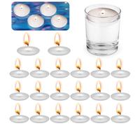 Velas flotantes blancas metálicas, 20 unidades, velas flotantes, velas flotantes doradas, velas flotantes sin perfumar, velas de té para piscina de boda, baño de San Valentín, fiestas (blanco)