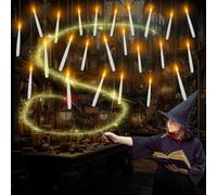 Velas flotantes con mando a distancia, 20 unidades, sin llama, velas con varita mágica y temporizador 6H, parpadeante, funciona con pilas, para Navidad, Halloween, decoración de regalos