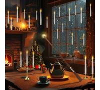 Velas Flotantes con Varita Velas Mágicas, Alimentada, velas LED sin llama parpadeantes luz Cónica Eléctrica Parpadeante para Decoración Navidad Halloween