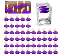 Velas flotantes de color lila, 50 unidades, velas flotantes, velas flotantes sin perfumar, velas de té para piscina de boda, baño de San Valentín, decoración navideña (morado)