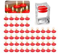 Velas flotantes rojas, 50 velas flotantes, velas flotantes, velas flotantes sin perfumar, velas de té para piscina de boda, baño de San Valentín, decoración navideña (rojo)