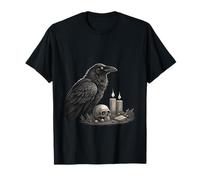 Velas góticas de Calavera de pájaro Cuervo Cuervo Arte Oculto Camiseta