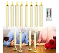 Velas LED con función de temporizador, 8 unidades de velas eléctricas, llama parpadeante con mando a distancia, 16,5 cm, velas de plástico sin llama, funcionan con pilas para Navidad, bodas y