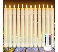 Velas LED con temporizador y mando a distancia, paquete de 12 velas eléctricas, velas LED con llama parpadeante, luz de mecha 3D, funciona con pilas, para Navidad, decoración del hogar, bodas y