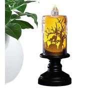 Velas LED de Halloween, velas de Halloween con pilas - Decoración de escritorio de velas parpadeantes de Halloween,Vela de miedo de luz cálida, velas sin llama, centros de mesa a pilas, decoraciones