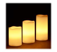 Relaxdays Set de 12 Velas Led, Eléctricas, A Pilas, Navidad, Luz Centelleante, Cera, Ø 7 cm, 3 Tamaños Diferentes, Crema