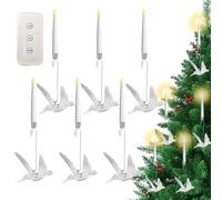 Velas LED para árbol de Navidad, adornos de Navidad, carámbanos voladores, pájaros voladores, alce, vela LED con temporizador remoto, para árbol, hogar, chimenea, ventana, mesa, boda, fiesta, interior