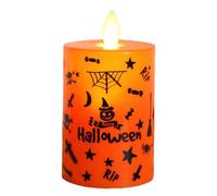 Velas LED para decoración de Halloween, llama parpadeante, funciona con pilas, patrón de, velas electrónicas LED para interiores