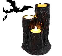 Velas LED para Halloween, troncos de árbol, decoración sin llama de resina LED