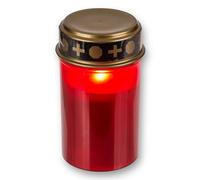 Velas LED para tumbas para exteriores, funciona con pilas, efecto parpadeo realista, 6 meses de duración, vela para tumba (1 unidad, rojo)