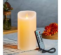 Velas LED Recargable, Velas LED, USB Velas, Velas Parpadeante Sin Llama, Con Mando a Distancia, Vela LED Efecto Llama Temporizador, Con y Regulable, Para Dormitorio Comedor Fiesta-12.5cm Blanco Cálido