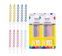 Velas mágicas de cumpleaños que se vuelven a encender, 20 velas para pastel, velas divertidas para cumpleaños, fiesta, Navidad, celebración (2 paquetes)
