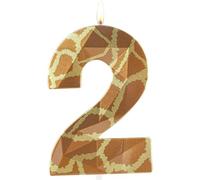 Velas metálicas 3D de jirafa Wild One, vela número 2, vela de feliz segundo cumpleaños para pastel, decoración de pastel de safari de la selva para niños y niñas, fiesta de cumpleaños, aniversario,