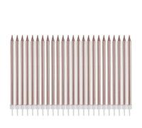 Velas metálicas Happy Birthday para tartas de cumpleaños, velas largas y finas para decoración de bodas, fiestas (24 unidades, oro rosa metálico)