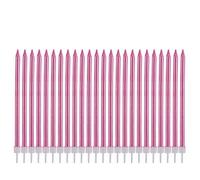 Velas metálicas Happy Birthday para tartas de cumpleaños, velas largas y finas para decoración de bodas, fiestas (24 unidades, rosa metálico)