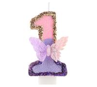 Velas morada de cumpleaños mariposa 3D número 1, para la vela mariposa de oro púrpura en la parte superior del cupcake, decoración en la parte superior del pastel de vela de cumpleaños de la niña