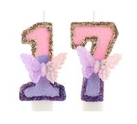 Velas morada de cumpleaños mariposa 3D número 17, para la vela mariposa de oro púrpura en la parte superior del cupcake, decoración en la parte superior del pastel de vela de cumpleaños de la niña