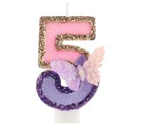 Velas morada de cumpleaños mariposa 3D número 5, para la vela mariposa de oro púrpura en la parte superior del cupcake, decoración en la parte superior del pastel de vela de cumpleaños de la niña