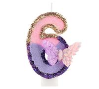 Velas morada de cumpleaños mariposa 3D número 6, para la vela mariposa de oro púrpura en la parte superior del cupcake, decoración en la parte superior del pastel de vela de cumpleaños de la niña