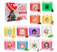 Velas Navideñas Juego 12 piezas, Velas Aromáticas 12x2.5OZ Velas Decorativas Regalos Navideñas Mujer Originales para Esposa, Novia, Mejor Amiga, Familia | Vaso Acrílico