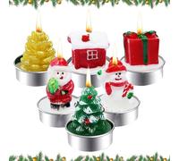 Velas Navideñas Juego de 6, Velas de Adviento Hechas a Mano, Decoración para Mesa Navideña, Corona de Adviento, Idea de Regalo, Motivos Santa Claus, Muñeco de Nieve, Árbol de Navidad