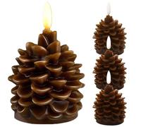 Velas navideñas realistas con Forma de piña sin Llama con Pilas LED sin Aroma parafina para Mesa navideña y decoración de Chimenea