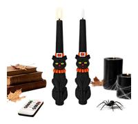 Velas negras cónicas Lámpara LED con mando a distancia y | Velas LED Halloween Trick Gold Treat para fiestas de interior, fiestas de otoño, abrigo de chimenea, sala de estar
