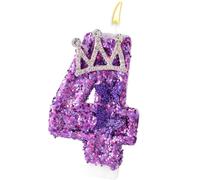 Velas Numéricas Cumpleaños, Velas Cumpleaños Corona Mariposa Morado Topper con Lentejuelas Decoración para Fiestas de Aniversario (4)