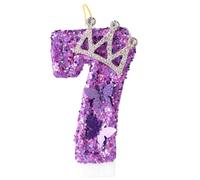 Velas Numéricas Cumpleaños, Velas Cumpleaños Corona Mariposa Morado Topper con Lentejuelas Decoración para Fiestas de Aniversario (7)