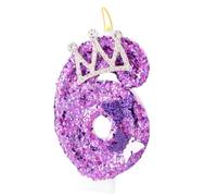 Velas Numéricas Cumpleaños, Velas Cumpleaños Corona Mariposa Morado Topper con Lentejuelas Decoración para Fiestas de Aniversario (6)