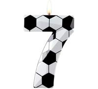 Velas número 7, cera de primera calidad y diseño de diamante 3D, decoración de pastel temática de fútbol para hombres y niños, cumpleaños feliz