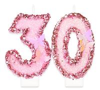Velas Números 30 Cumpleaños, Mariposa Velas de Cumpleaños, Rosa Lentejuelas Decoración para Tartas Numeros Velas para Cumpleaños Boda Aniversario Graduación Fiesta