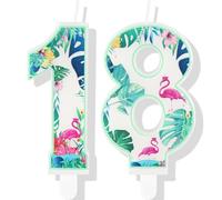 Velas para el 18º cumpleaños, velas de flamenco número 18 para tarta, decoraciones para tartas hawaianas con temática de flamenco, decoraciones para tartas de cumpleaños para niños y niñas
