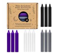 Velas para Rituales Esotéricos | Pack 12 Velas Mágicas Artesanales | Amor, Dinero, Limpieza, Protección, Abrir Caminos, Miel | Velas de Colores | 12 x 1,8 cm | Las Velas de Mariano (Limpieza)