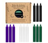 Velas para Rituales Esotéricos | Pack 12 Velas Mágicas Artesanales | Amor, Dinero, Limpieza, Protección, Abrir Caminos, Miel | Velas de Colores | 12 x 1,8 cm | Las Velas de Mariano (Protección)