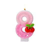 Velas para Tartas de Cumpleaños, Cerezas la Cima Velas Números Pastel con Lentejuelas Rosas Adornos Cupcakes Decoraciones para Aniversarios Mujeres Niñas Artículos Fiestas Cumpleaños (Número 8)