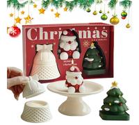 Velas perfumadas de Navidad, 3 piezas de Papá Noel con forma de campana, árbol de Navidad, dibujos animados, decoración del hogar, vela perfumada para la decoración de la mesa de Navidad, para amantes