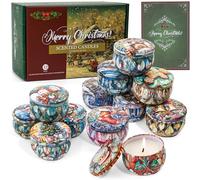 Velas Perfumadas de Navidad Regalo, 12 Piezas Velas Aromaticas para Decoración 240 Horas de Hogar, Baño, Yoga, Regalos San Valentin, Aniversario, Navidad, Patrón de Navidad