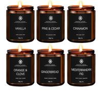 Velas Perfumadas de regalo, 6 pack Velas Perfumada Regalo con Vidrio,1200g Candle Vela Aromáticas en Tarro Mujer,50h Combustión, Cera de Soja Natural Decorativas para la Fiesta,navidad y cumpleaño