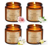 Velas perfumadas en cristal, 4 velas perfumadas regalos para mujeres, velas perfumadas de cera de soja natural y aceites esenciales, cada una de hasta 20 horas de combustión, pequeños regalos para