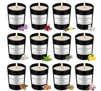 Velas perfumadas en tarro de cristal, juego de regalo de 12 velas perfumadas para mujeres, con 180 horas de combustión larga y cera de soja, juego de pequeños regalos para mujeres, cumpleaños