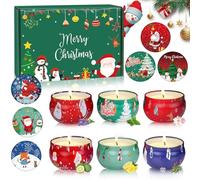Velas Perfumadas Juego de Navidad, 6 Piezas Regalo de Velas Aromaticas Natural Cera de Soja, 120 Horas de Quema, Aromaterapia Decoración para Aliviar el Estrés, Día de San Valentín y Madre