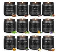 Velas perfumadas para hombres, 12 Set de Velas de Cera de Soja Natural, 1200g (43oz) Velas aromaterapia con 300h de tiempo de combustión, Set regalo hombre para Padre/Marido/Hermano/Hijo/día del padre