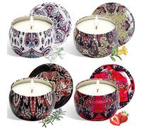 Velas perfumadas regalo 4 latas, cera de soja natural pura, decoración del hogar velas sin humo, regalos de cumpleaños de Navidad del día de la madre