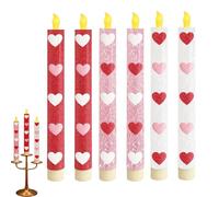Velas puntiagudas sin llama - 6 piezas de candelabros LED para San Valentín | Velas parpadeantes que funcionan con pilas | Luces cálidas realistas para la mesa de comedor en casa, chimenea, exterior