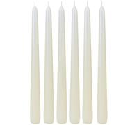 Velas puntiagudas, velas de mesa, velas de mesa, velas en juego de 6 velas en blanco, contenido del envío: 6 unidades, tamaño: 25 x 2 cm (alto x diámetro).