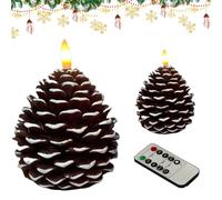 Velas que funcionan con pilas | Velas LED sin llama de pino sintético | Temporizador de revestimiento de cera real alimentado por pilas, decoración estética para mesa de comedor, centro de mesa de