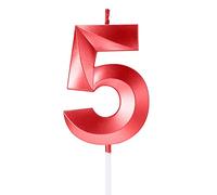 Velas rojas metálicas con números de 5 números, decoración para tarta de cumpleaños